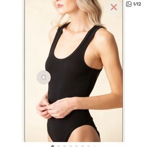 A Golde Black Ribbed Cotton Sleeveless Bodysuit
